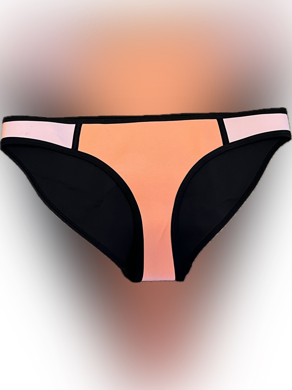 Triangl Poppy Peach Soda Bikini Bottom in Peach & Black size M
